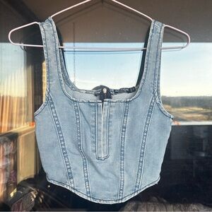 Nasty Gal Denim Crop Bustier Tank Top